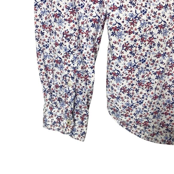 Zara Man Mens Size Medium Slim Fit Button Down Shirt Long Sleeve White Floral - Picture 6 of 8
